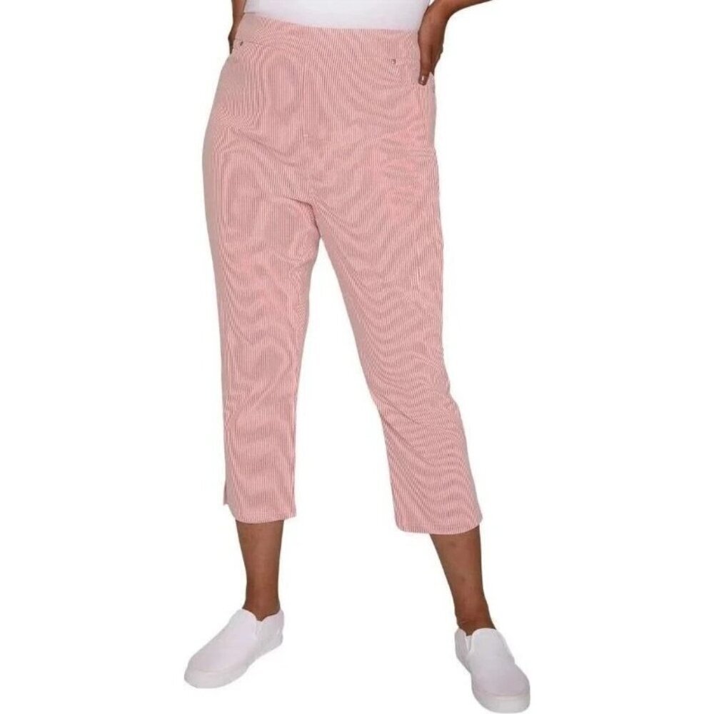 Mario Serrani Women's L Red & White Striped Crop Pants